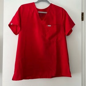 Figs Pop Red Catarina Scrub Top